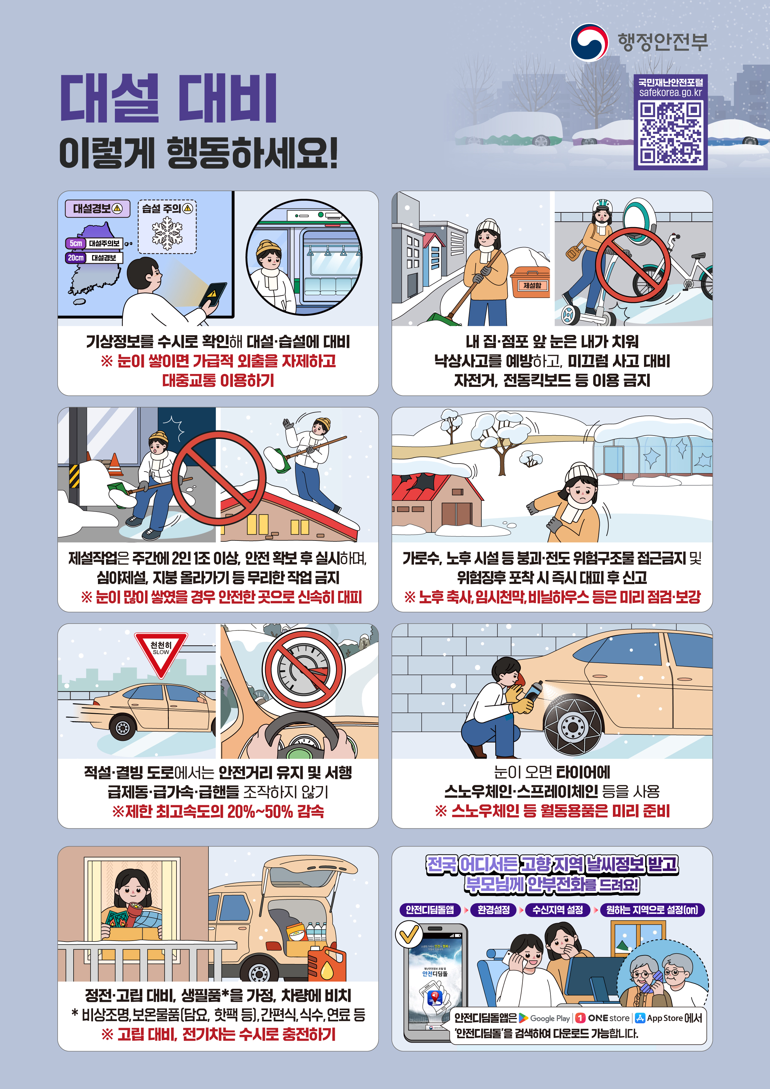 국민행동요령(한파, 대설) 안내 이미지 2 번 - 하단에 대체텍스트 제공