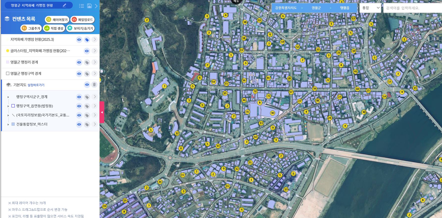 영월군 지역화폐 가맹점 현황 이미지