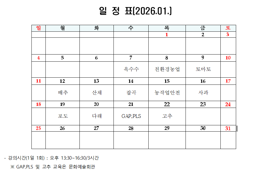 2026년 1월 농업기술센터 교육 안내 이미지 1 번 - 하단에 대체텍스트 제공